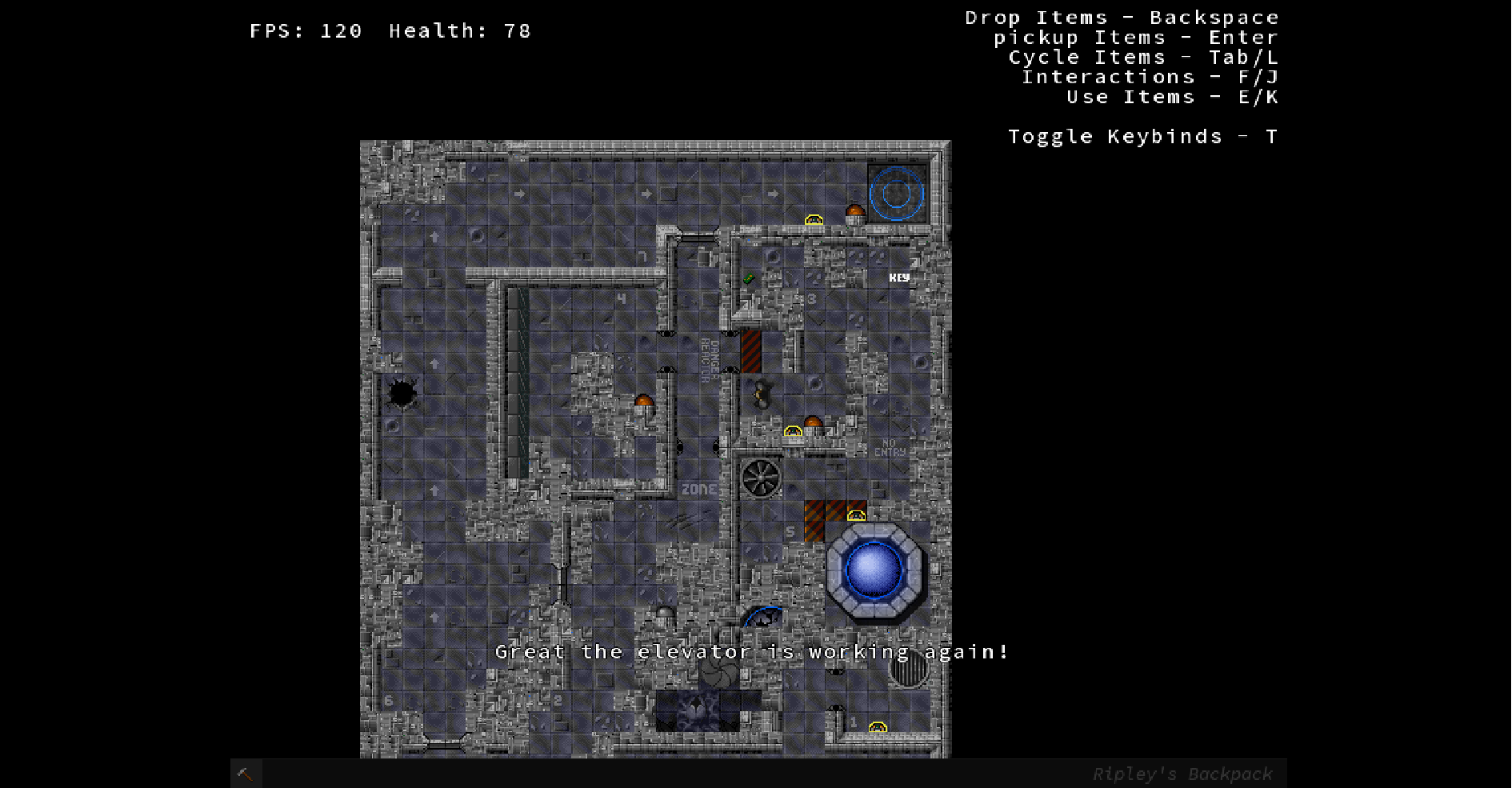 Top-down tile-based project Ellen with a sci-fi map and UI